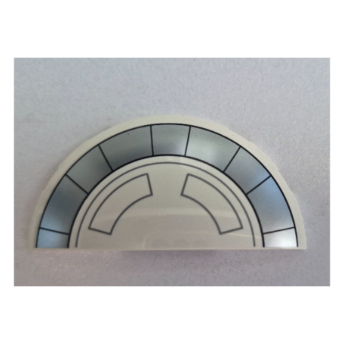 Brick Round 3 × 6 Half Circle with Silver Band print Weiß