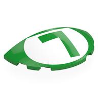 Brick Round 3 × 6 Half Circle with Bright Green 'L' in White Circle print Hellgrün