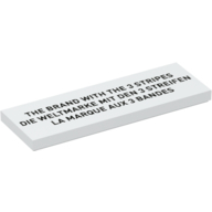 Tile 2 × 6 with 'THE BRAND WITH THE 3 STRIPES', 'DIE WELTMARKE MIT DEN 3 STREIFEN', 'LA MARQUE AUX 3 BANDS' print White