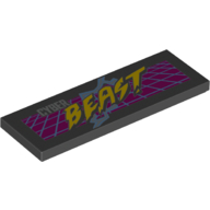 Tile 2 × 6 with 'CYBER BEAST' Print Black