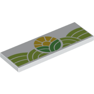 Tile 2 × 6 with Lime and Green Field, Yellow Sun Print White