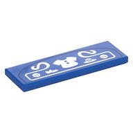 Tile 2 × 6 with White Sign, Shirt, Buttons, Hat, Shoe print Blau