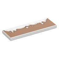 Tile 2 × 6 with White Cream on Medium Nougat Background print White