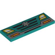Tile 2 × 6 with Car Front, Headlights, Grill, Star of Life print Dark Turquoise