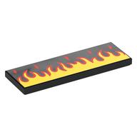 Tile 2 × 6 with Red and Yellow Flames print Schwarz