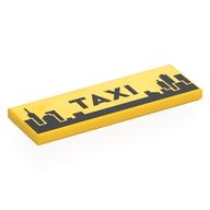 Tile 2 × 6 with black 'TAXI', City Skyline print Yellow