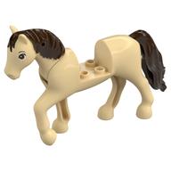 Animal, Horse with Raised Leg, Moveable Head, Dark Brown Tail, and Mane print Beige