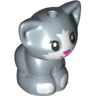 Animal, Cat, Kitten Sitting with Dark Pink Nose, White Face and Paws print in Sand Blue