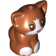 Animal, Cat, Kitten Sitting with Dark Pink Nose, White Face and Paws print Dark Orange