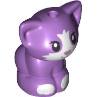 Animal, Cat, Kitten Sitting with Medium Lavender Nose, White Face and Paws print [No Color/Any Color]
