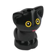 Animal, Cat, Kitten Sitting with Yellow Eyes, Dark Pink Tongue print Black