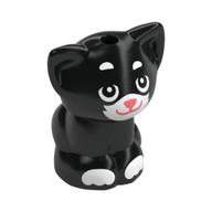 Animal, Cat, Kitten Sitting with White Fur, Coral Nose print (Shadow) Schwarz