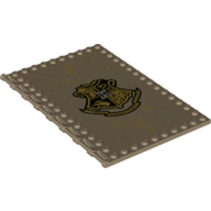 Plate Special 10 × 16 with Studs on Edges and Bar Handles on 1 Side with Gold Hogwarts Crest print Dunkelbeige