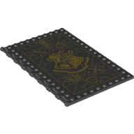 Plate Special 10 × 16 with Studs on Edges and Bar Handles on 1 Side with Gold Hogwarts Crest print Black