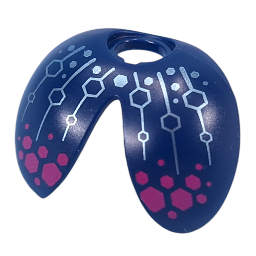 Minifig Neckwear Ladybug / Ladybird Wings with Silver/Metal Magenta Hexagon Decorations Spots Print Dark Blue