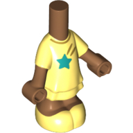 Microdoll Body Short Dress Bright Light Yellow with Dark Turquoise Star print, Medium Nougat Arms and Legs Mittelnougat