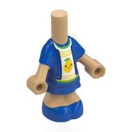 Microdoll Body Short Dress Blue with White Shirt, Lemon, Yellow Lines print Warm Tan