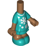 Microdoll Body Short Dress Dark Turquoise with White Snowflakes print, Medium Nougat Arms and Legs Medium Nougat