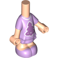 Microdoll Body Short Dress Lavender with Medium Lavender Christmas Tree print, Light Nougat Arms and Legs Light Nougat