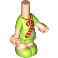 Microdoll Body Short Dress Lime with Red Candy Cane print, Light Nougat Arms and Legs Light Nougat