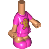 Microdoll Body Short Dress Dark Pink with Ginger Bread Figure print, Nougat Arms and Legs Nougat