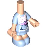 Microdoll Body Short Dress Bright Light Blue with White Panel, Bright Pink Bow, Light Nougat Hands Light Nougat