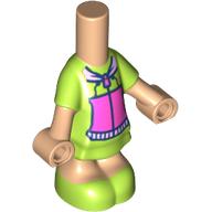 Microdoll Body Short Dress with Lime/Dark Pink Dress print, Warm Tan Arms and Legs Warm Tan