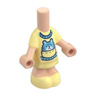 Microdoll Body Short Dress Bright Light Yellow, Medium Azure Cat in Pocket Print Hellnougat