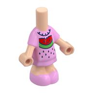 Microdoll Body Short Dress Bright Pink, Watermelon Print Light Nougat