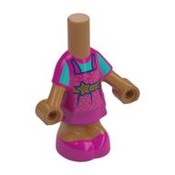 Microdoll Body Short Dress Magenta with Dark Azure Shirt, Gold Band with Star, Spots print Magenta