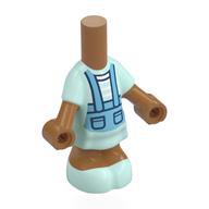 Microdoll Body Short Dress Light Aqua, Medium Azure Overalls Print Medium Brown