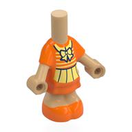Microdoll Body Short Dress Orange, Bright Light Yellow Shirt and Bow Print Warm Tan
