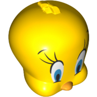 Minifig Head Special, Tweety Print Yellow