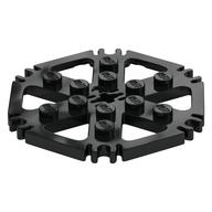 Technic Plate Rotor 6 Blade with Clip Ends Connected [aka Water Wheel] - Solid Studs in Black