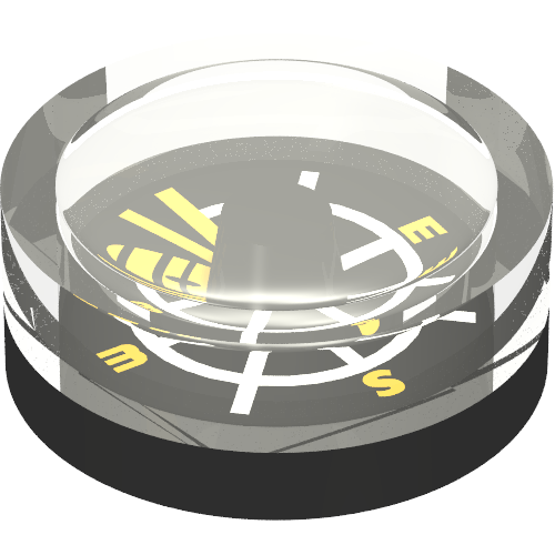 Equipment Compass with White Lines, Yellow Letters print Schwarz
