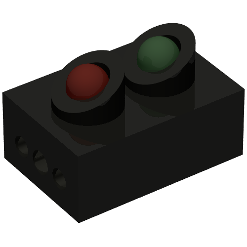 Light Brick, Train 12V 2 × 3 Signal with Red and Green Lights Black