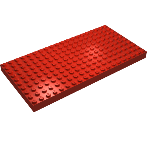 Brick 10 × 20 with Bottom Tubes in single row around edge, with '+' Cross Support Red
