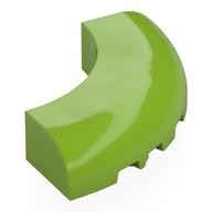 Brick Round Corner 5 × 5 × 1 Curved, Bottom Cut Outs, No Studs, 9 Bottom Tubes Lime