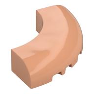 Brick Round Corner 5 × 5 × 1 Curved, Bottom Cut Outs, No Studs, 9 Bottom Tubes Nougat