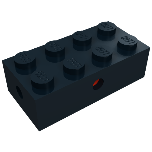 Brick Special 2 × 4 with Wheel Holder Old, Clear Bottom, Red Inside