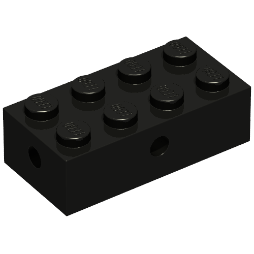 Brick Special 2 × 4 with Wheel Holder Old, Clear Bottom, Black Inside Black