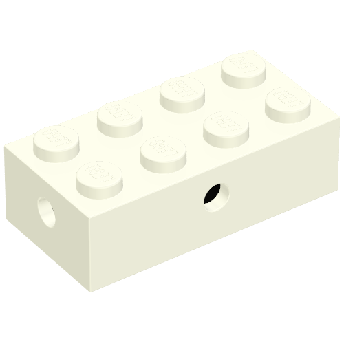 Brick Special 2 × 4 with Wheel Holder Old, Clear Bottom, Black Inside Weiß