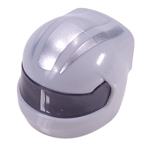 Helmet, Formula 1 with Trans-Black Visor pattern and Silver Stripes print Light Bluish Gray