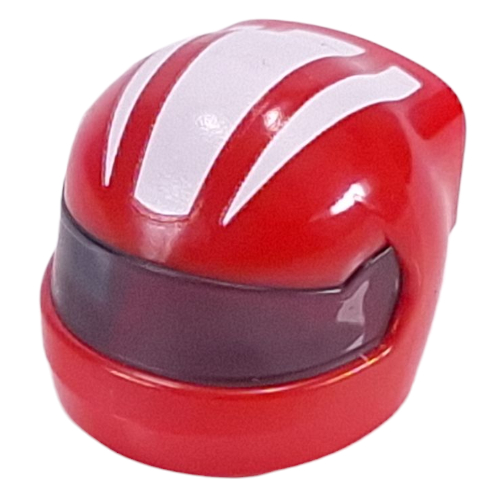 Helmet, Formula 1 with Trans-Black Visor pattern and White Stripes print Red
