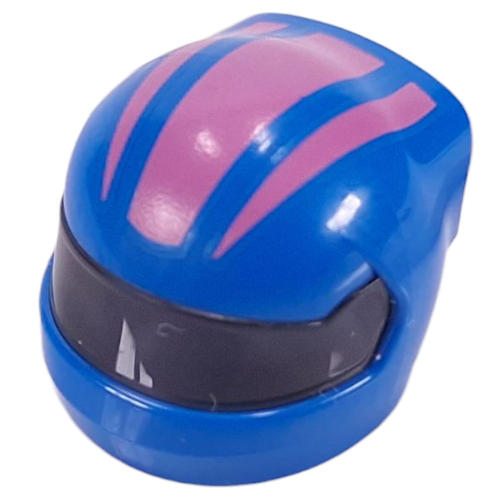 Helmet, Formula 1 with Trans-Black Visor pattern and Dark Pink Stripes print Blue