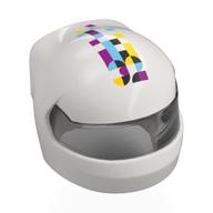 Helmet, Formula 1 with Trans-Black Visor pattern with '32', Magenta/Azure/Yellow/Black Shapes print White