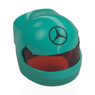 Helmet, Formula 1 with Trans-Red Visor pattern and Mercedes Logo print Dark Turquoise