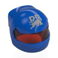 Helmet, Formula 1 with Trans-Red Visor pattern and Silver 'RB', Bull print Blue
