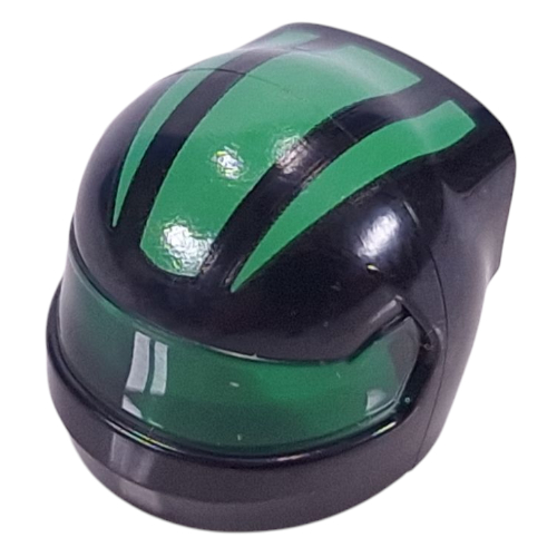 Helmet, Formula 1 with Trans-Green Visor pattern and Bright Green Stripes print Schwarz