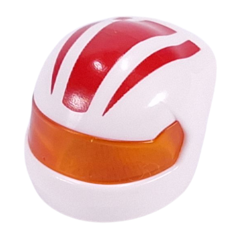 Helmet, Formula 1 with Trans-Orange Visor pattern and Red Stripes print White